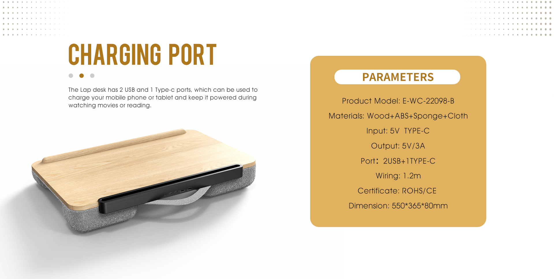 Build-in USB and type-C charging port